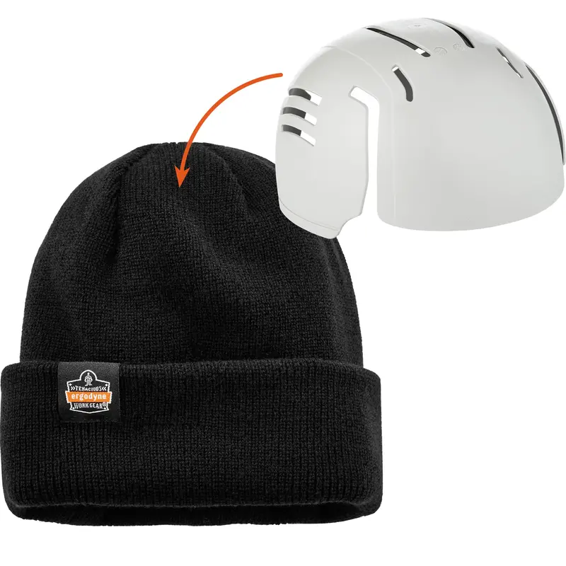 N-Ferno® Zippered Rib Knit Beanie Hat With Bump Cap Insert, One Size, Black 1