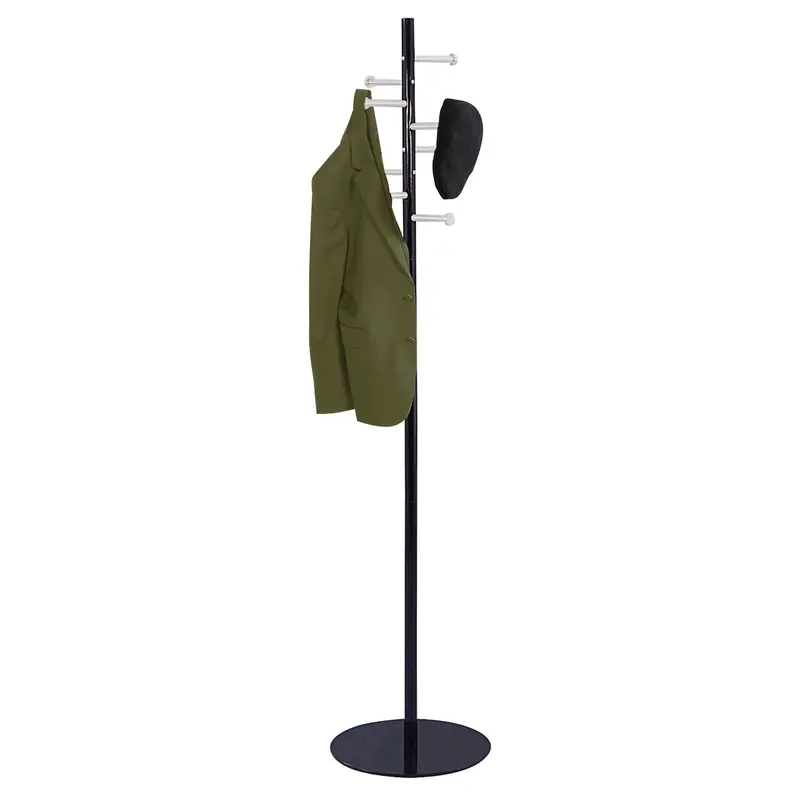 Nail Head Coat Rack, 67" H, Black, 8 Hook(S) 1