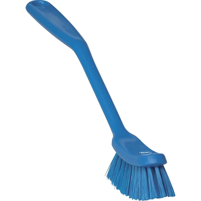 Narrow Dish Brush, Medium Bristles, 11" Long, Blue 1
