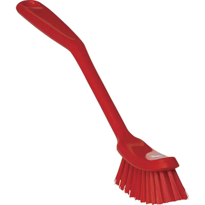 Narrow Dish Brush, Medium Bristles, 11" Long, Red 1