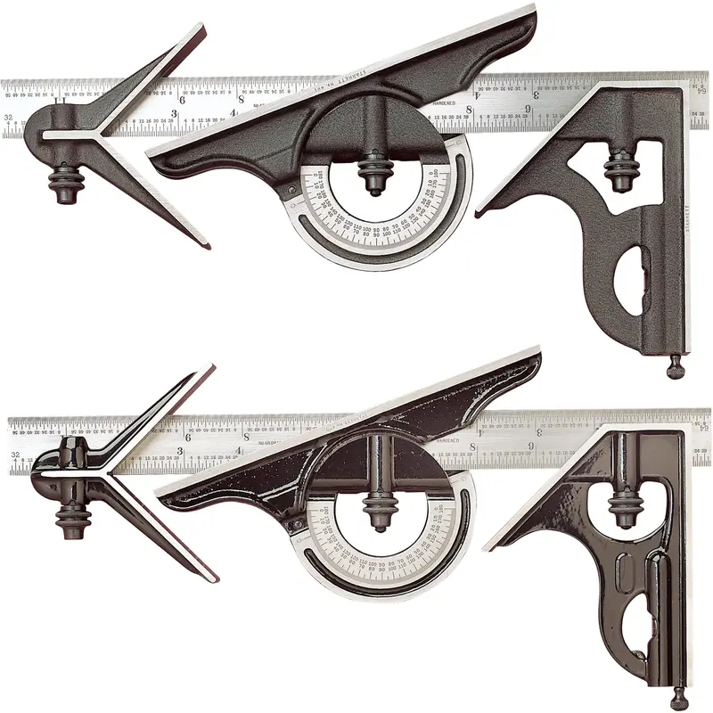 No. 434 Series Combination Square Set, 4 Pcs., 8/100" Graduations, Steel, Plain 1