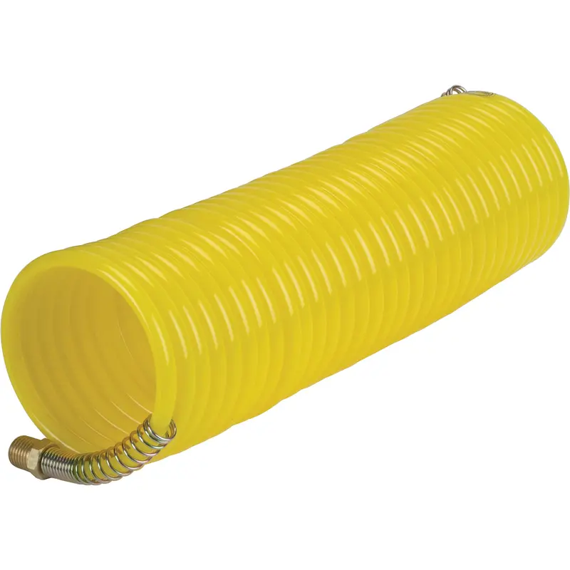 Nylon Coil Air Hose With Fittings, Air, 1/4" Id X 25' L, Nylon, 200 Psi At 23°C 1