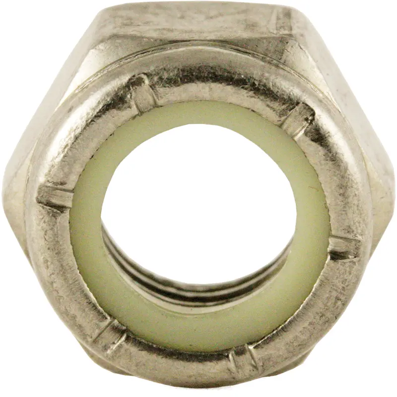 Nylon Lock Nut, 1/4" Dia., Stainless Steel, Fine 1