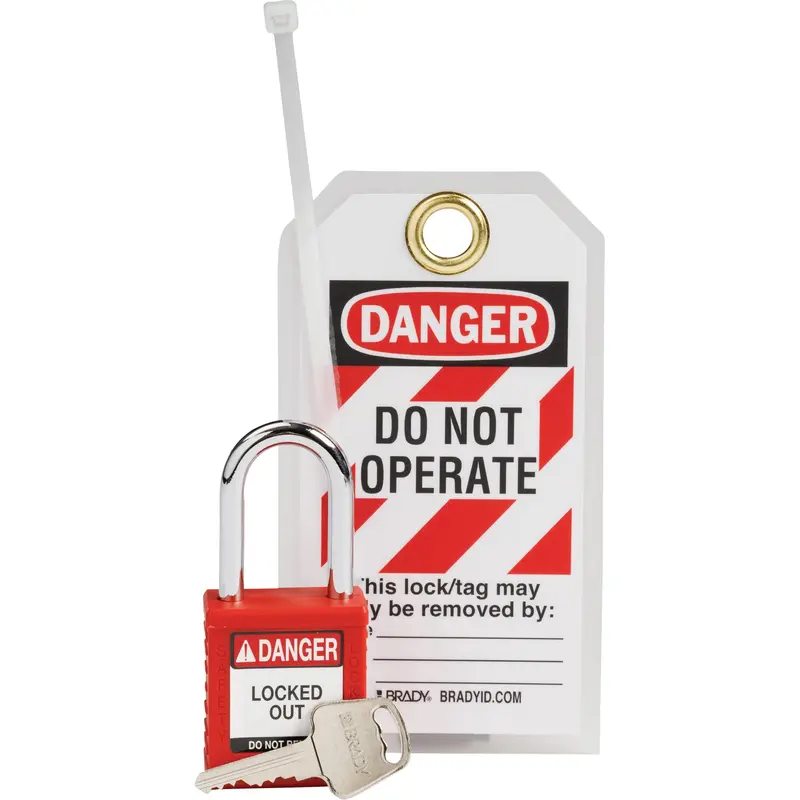 Nylon Safety Lockout Padlock & Tag Kit, 3 Components 1