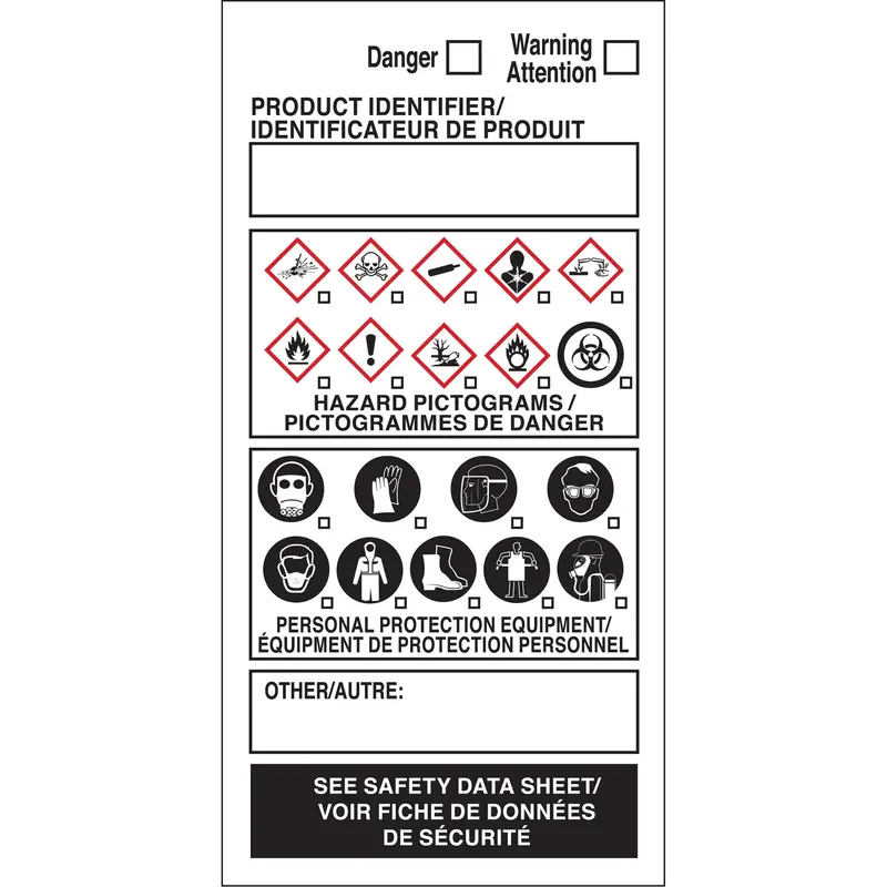 Ots Whmis Labels, Vinyl, Sheet, 4" L X 2" W 1