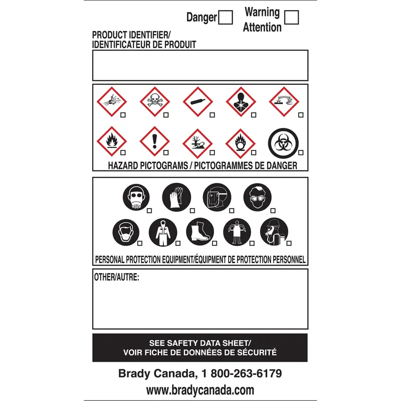 Ots Whmis Labels, Vinyl, Sheet, 5" L X 5" W 1