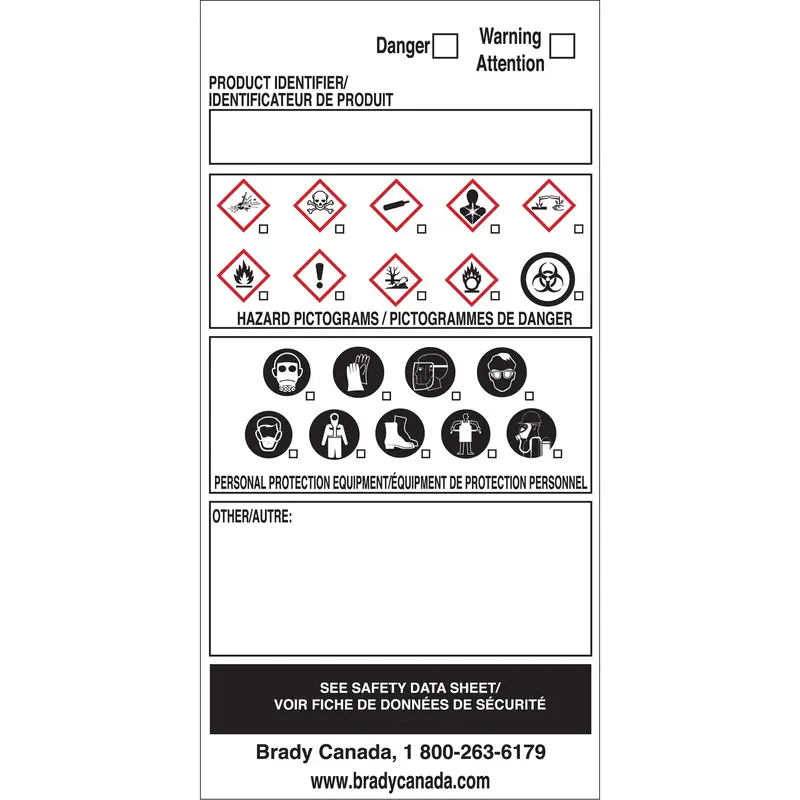 Ots Whmis Labels, Vinyl, Sheet, 6" L X 3" W 1