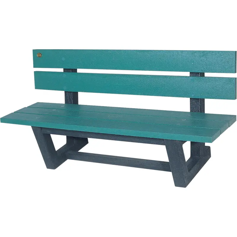 Outdoor Park Benches, Recycled Plastic, 60" L X 22-13/16" W X 29-13/16" H, Green 1