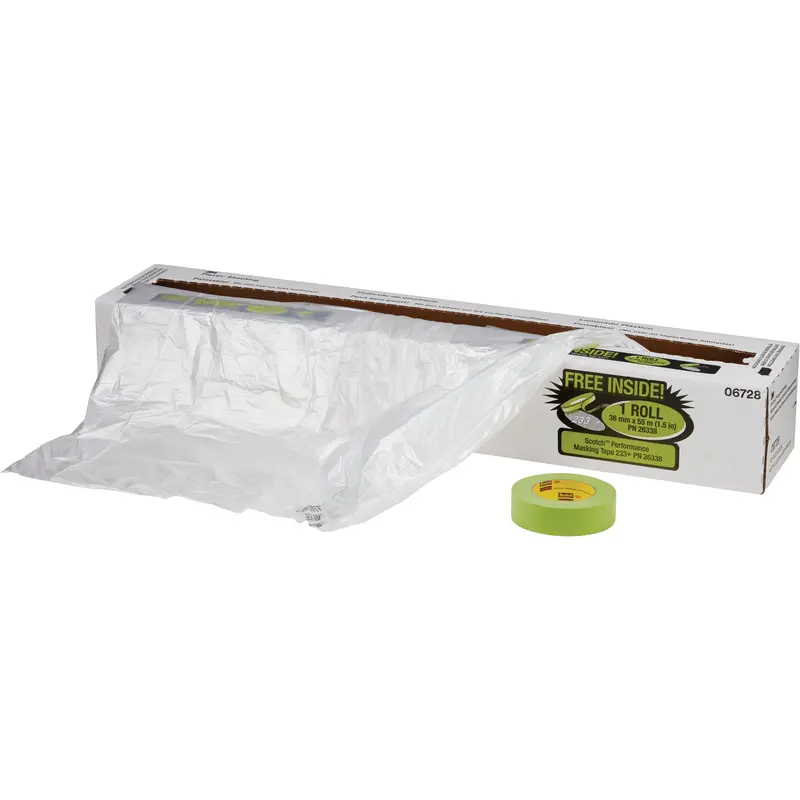 Overspray Protective Sheeting & Tape Kit, 400' L X 16' W, Plastic 1