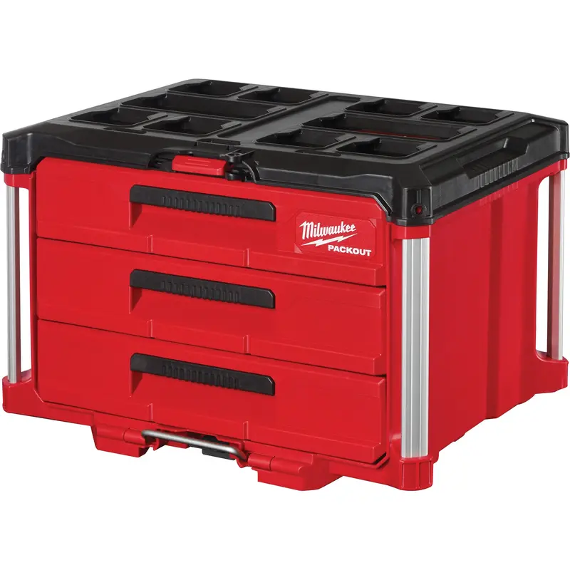 Packout™ 3-Drawer Tool Box, 16-1/3" X 14-1/3" X 22-1/5", Black/Red 1
