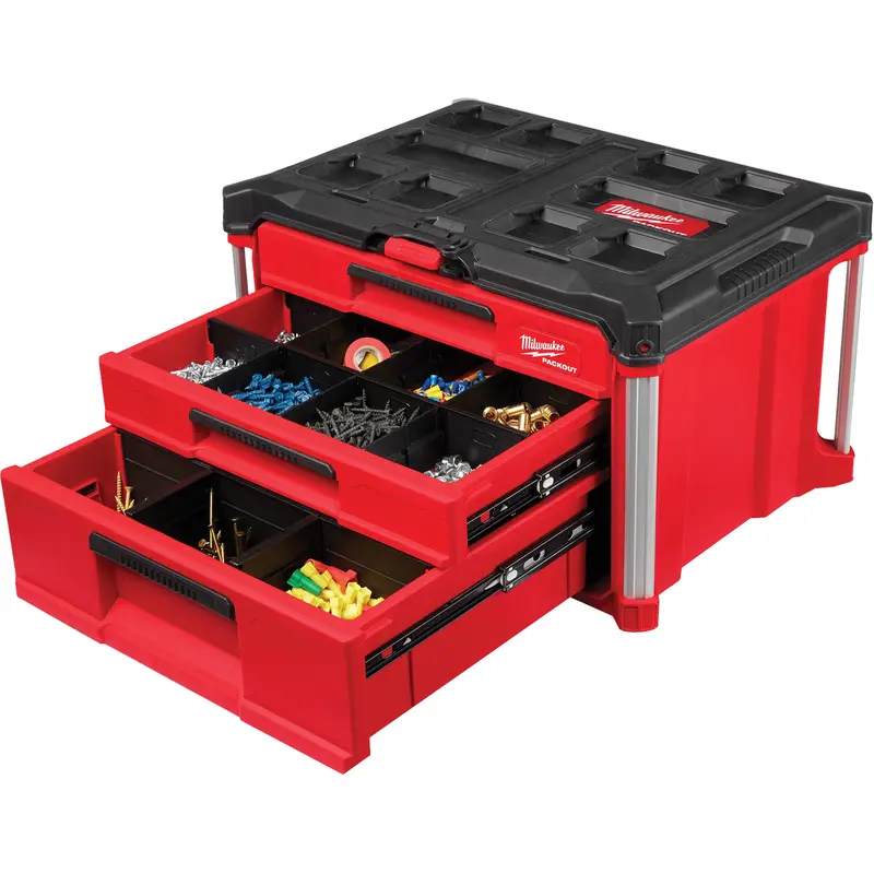 Packout™ 3-Drawer Tool Box, 16-3/10" X 22-1/5" X 14-3/10", Red 1