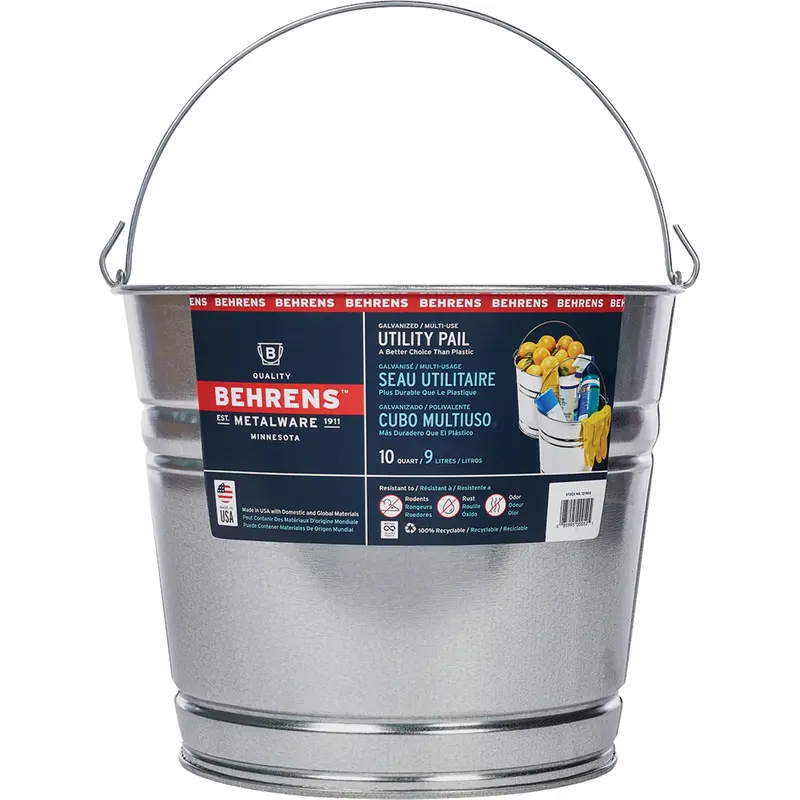Pail, Galvanized Steel, 9 L 1