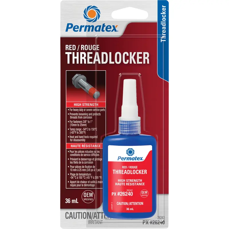 Permanent Strength Threadlocker, Red, High, 36 Ml, Bottle 1