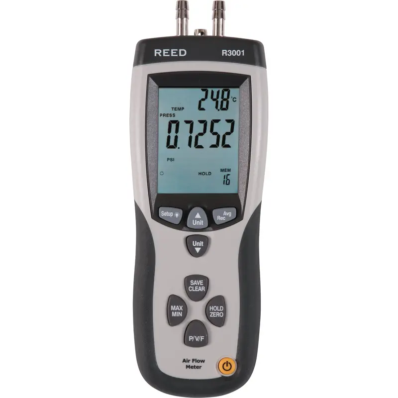 Pitot Tube Anemometer/Differential Manometer With Air Volume, Digital, 0 - 0.752 Psi 1