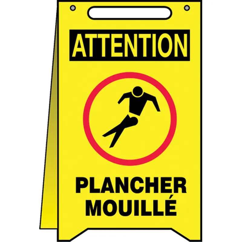 "Plancher Mouillé" Fold-Ups™ Sign, French With Pictogram 1