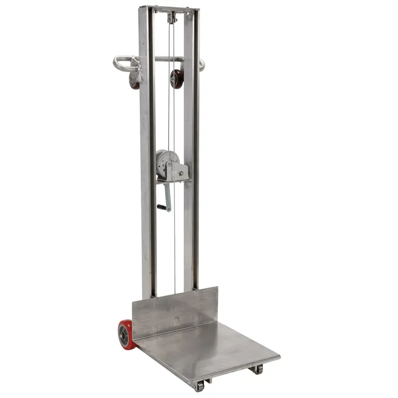 Platform Lift Stacker, Hand Winch Operated, 400 Lbs. Capacity, 58" Max Lift 1
