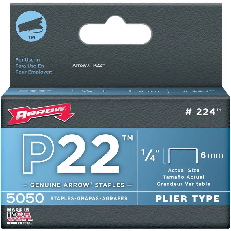 Plier-Type Staples, 1/4" Wide Crown, 1/4" Long 1