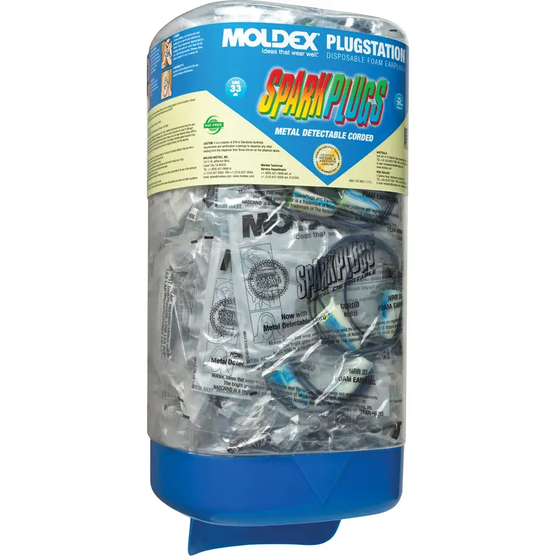 Plugstation® With Metal Detectable Corded Sparkplugs® Earplugs 1