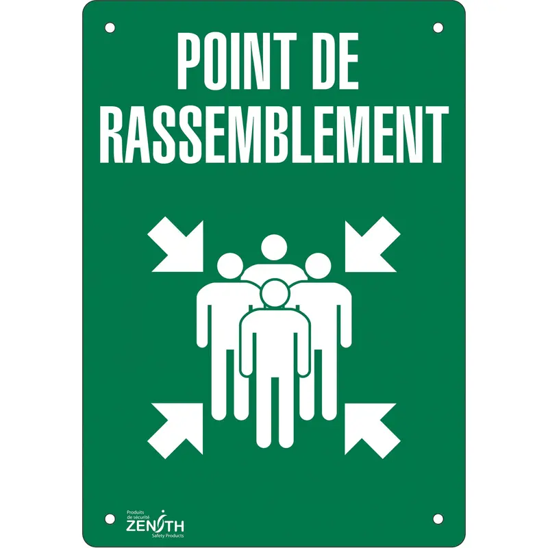 "Point De Rassemblement" Sign, 14" X 10", Aluminum, French With Pictogram 1