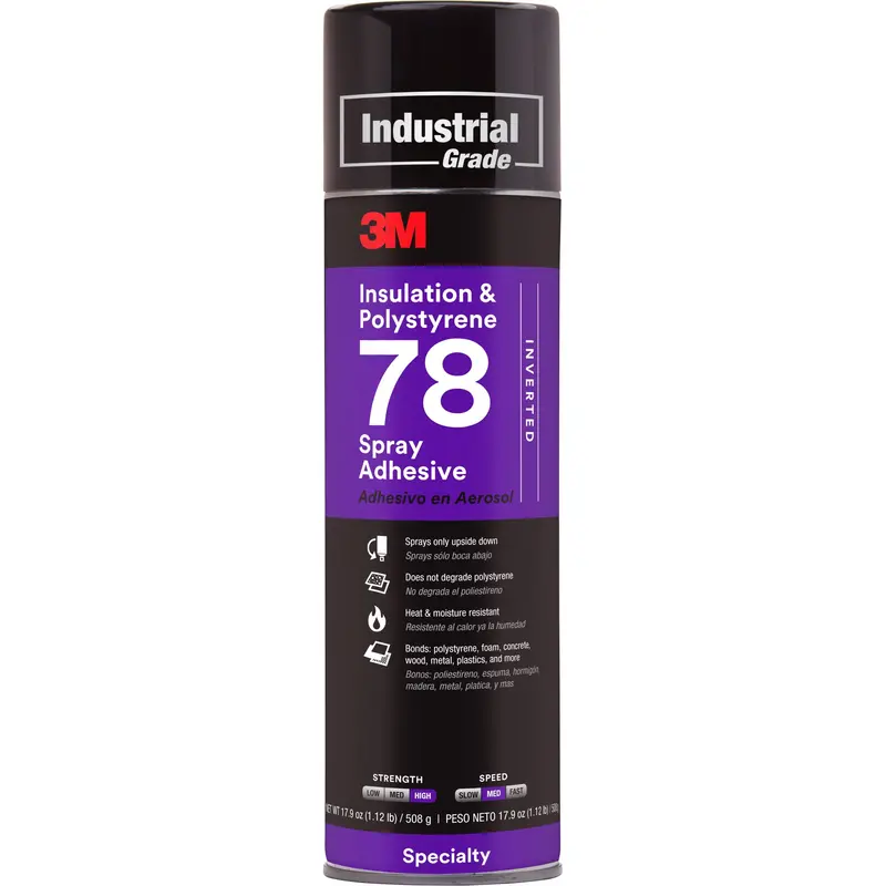 Polystyrene Foam Insulation 78 Spray Adhesive, 24 Oz., Aerosol Can, Clear 1