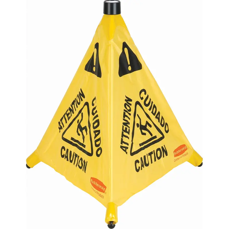 Pop-Up Safety Cone, Trilingual With Pictogram 1