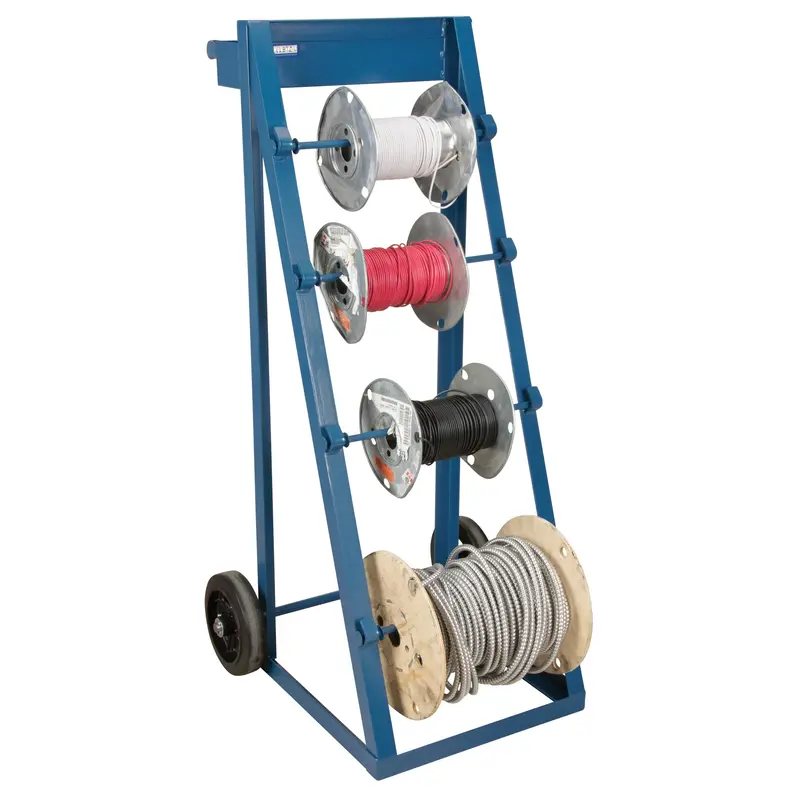 Portable Wire Reel Caddy, Steel, 4 Rod, 24-1/2" W X 49" H X 23" D, 400 Lbs. Capacity 1