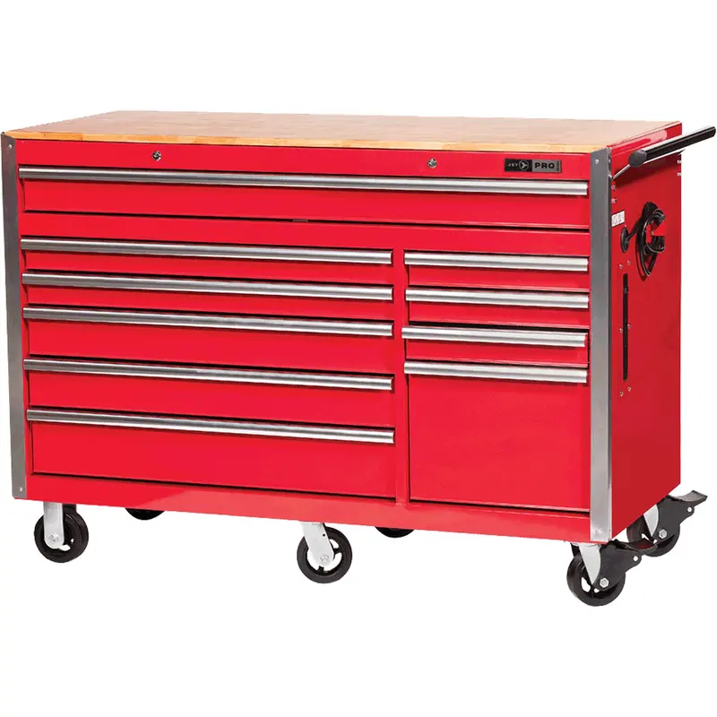 Prc5610 Pro Series Roller Cabinet, 10 Drawers, 55-9/10" W X 24-1/10" D X 39-7/10" H, Red 1
