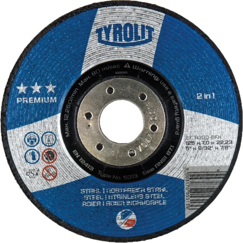Premium 2-In-1 Grinding Wheel, 4-1/2" X 9/32", 7/8" Arbor, Type 27 1