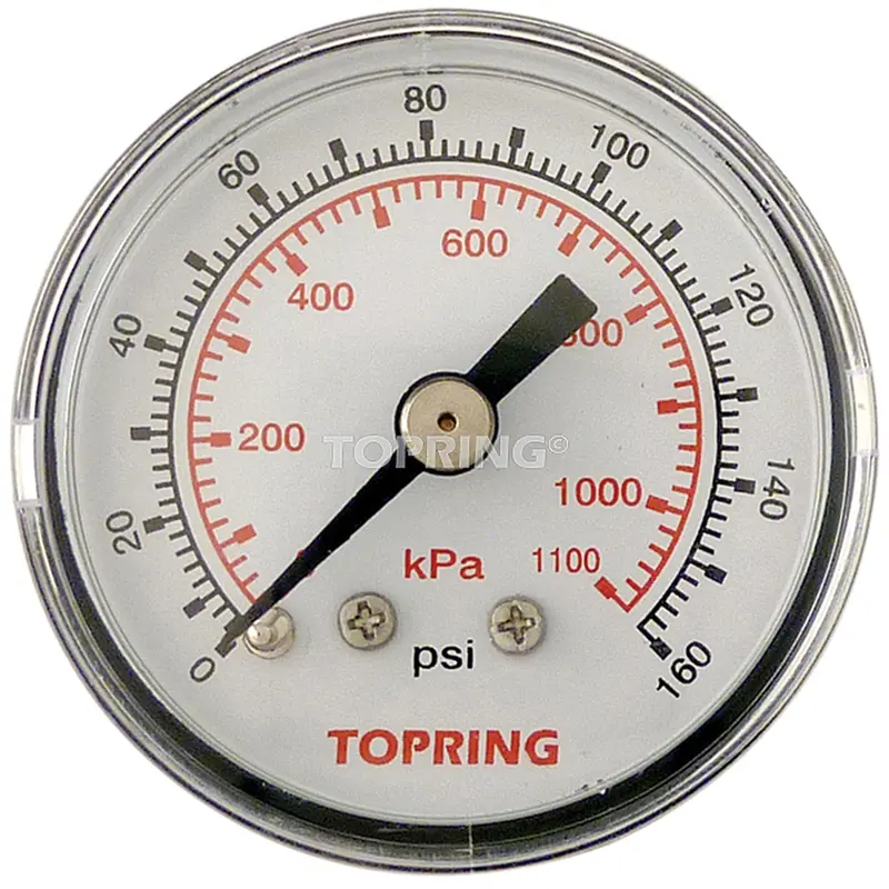 Pressure Gauge, 1-1/2" , 0 - 160 Psi, Back Mount, Analogue 1