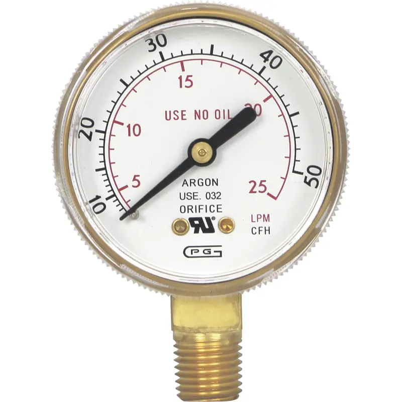 Pressure Gauges, 2" , 0-50 Scfh, Bottom Mount, Analogue 1