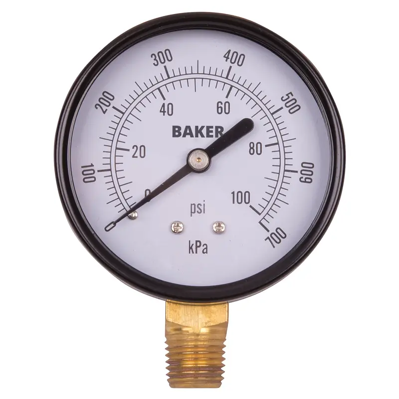 Pressure Gauges, 2-1/2" , 0 - 100 Psi, Bottom Mount, Analogue 1