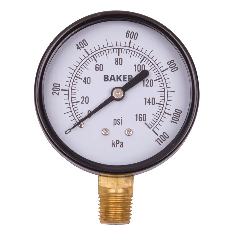 Pressure Gauges, 2-1/2" , 0 - 160 Psi, Bottom Mount, Analogue 1