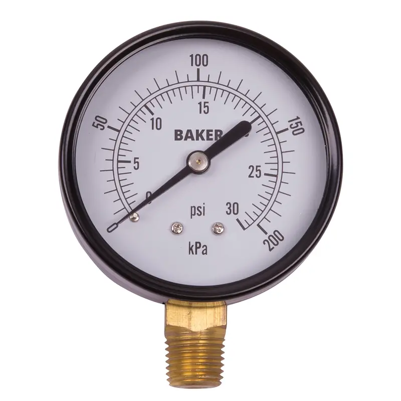Pressure Gauges, 2-1/2" , 0 - 30 Psi, Bottom Mount, Analogue 1