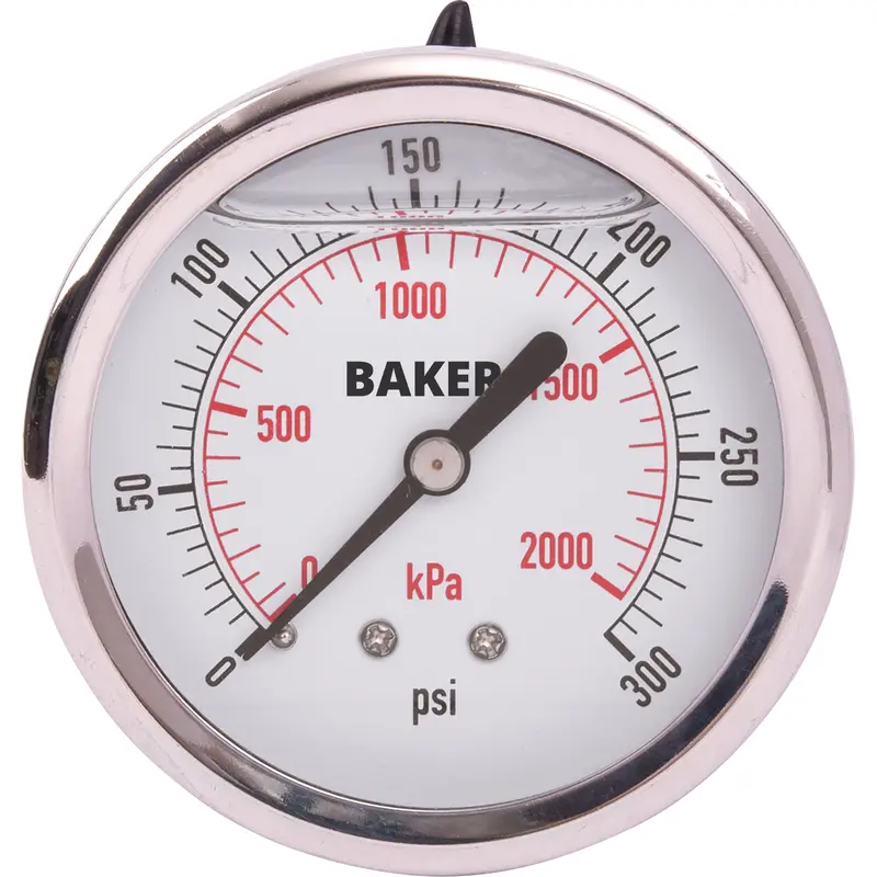 Pressure Gauges, 2-1/2" , 0-300 Psi/0-2100 Kpa, Back Mount, Liquid Filled Analogue 1