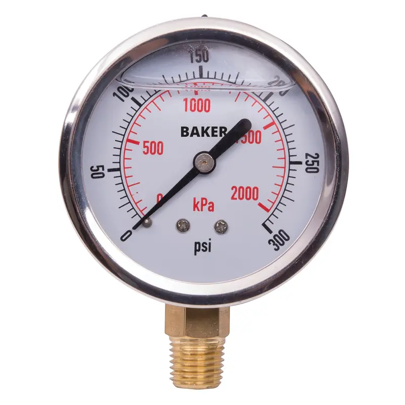 Pressure Gauges, 2-1/2" , 0 - 3000 Psi, Bottom Mount, Liquid Filled Analogue 1