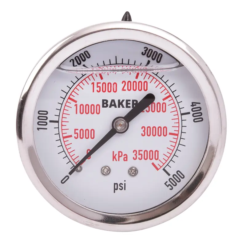 Pressure Gauges, 2-1/2" , 0-5000 Psi/0-35,000 Kpa, Back Mount, Liquid Filled Analogue 1