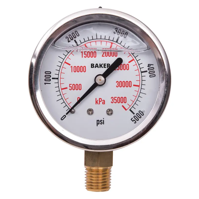 Pressure Gauges, 2-1/2" , 0-5000 Psi/0-35,000 Kpa, Bottom Mount, Liquid Filled Analogue 1