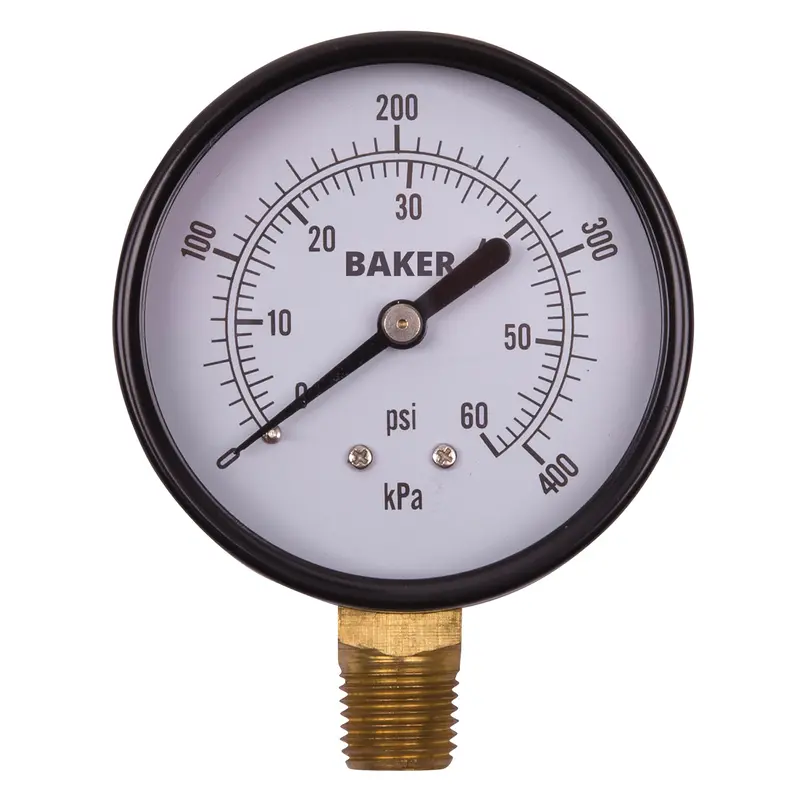 Pressure Gauges, 2-1/2" , 0 - 60 Psi, Bottom Mount, Analogue 1