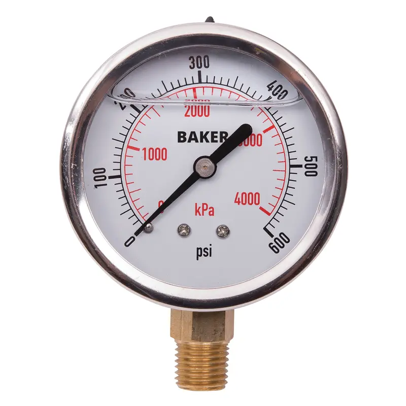 Pressure Gauges, 2-1/2" , 0-600 Psi/0-4200 Kpa, Bottom Mount, Liquid Filled Analogue 1