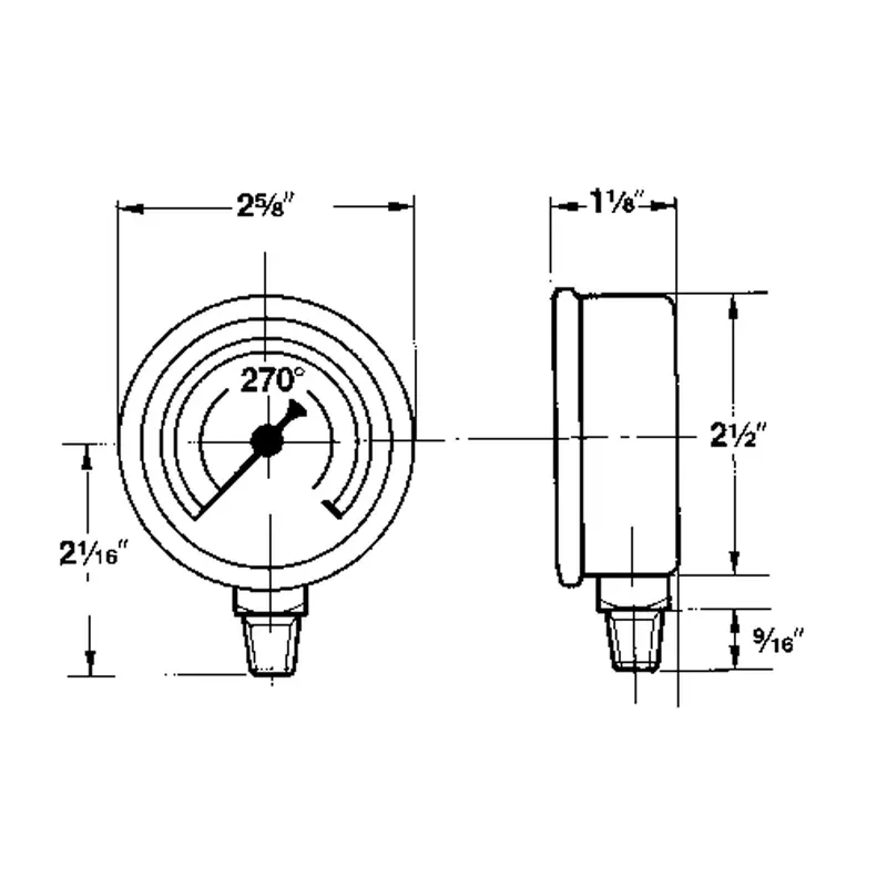 Pressure Gauges, 2-1/2" , 0-600 Psi/0-4200 Kpa, Bottom Mount, Liquid Filled Analogue 2