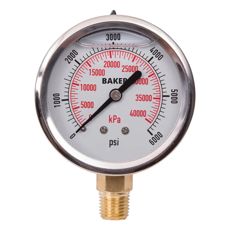 Pressure Gauges, 2-1/2" , 0 - 6000 Psi, Bottom Mount, Liquid Filled Analogue 1