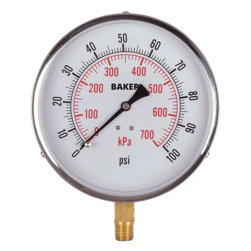 Pressure Gauges, 4-1/2" , 0 - 100 Psi, Bottom Mount, Analogue 1