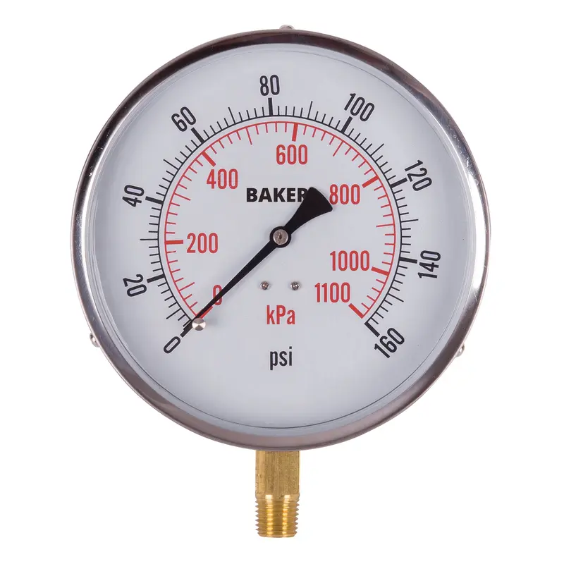 Pressure Gauges, 4-1/2" , 0 - 160 Psi, Bottom Mount, Analogue 1