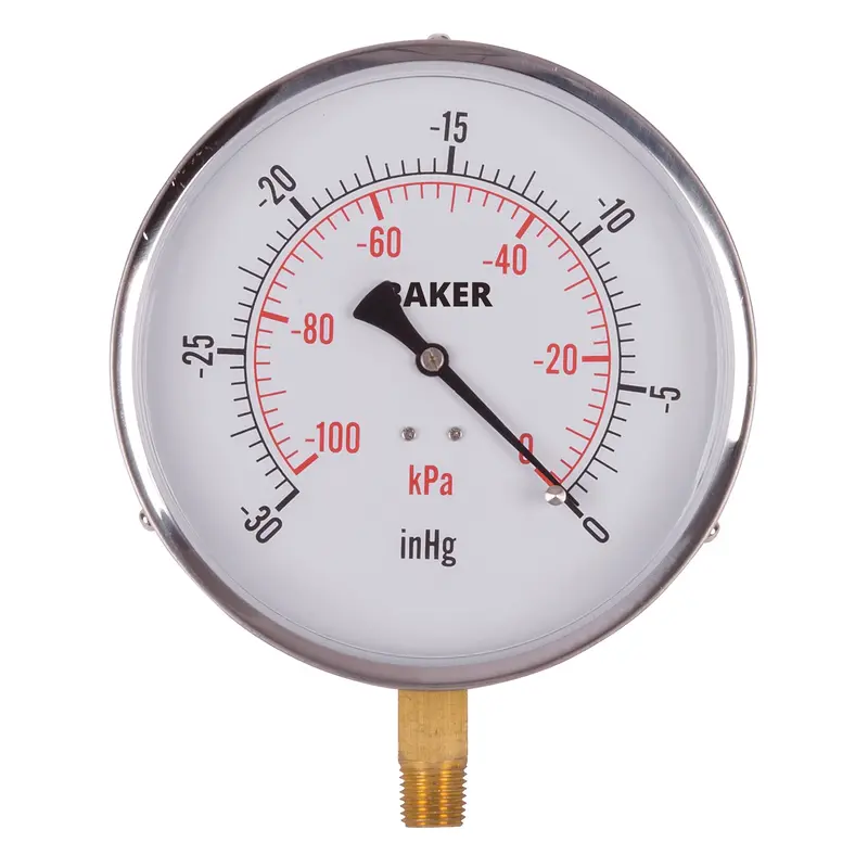 Pressure Gauges, 4-1/2" , 30" 0 Hg Vac., Bottom Mount, Analogue 1