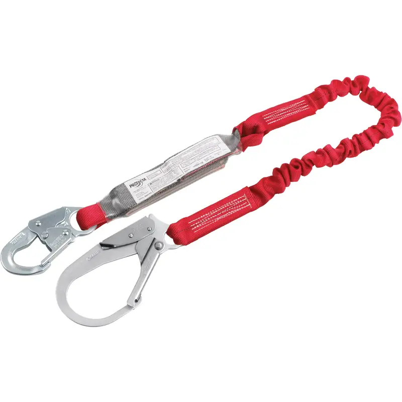 Pro™ Elastic Shock-Absorbing Lanyard, 6', Rebar Hook Center, Snap Hook Leg Ends, Polyester 1