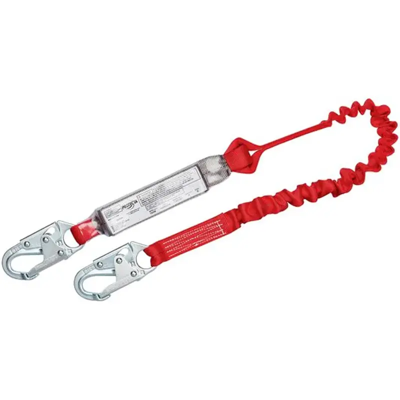 Pro™ Elastic Shock-Absorbing Lanyard, 6', Snap Hook Center, Snap Hook Leg Ends, Polyester 1