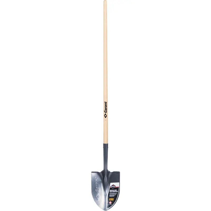 Pro™ Round Point Shovel, Tempered Steel Blade, Wood, Straight Handle 1