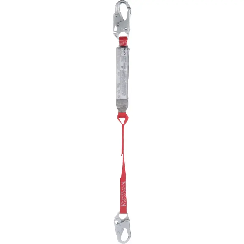 Pro™ Shock Absorbing Lanyard, 3', Locking Snap Hook Center, Locking Snap Hook Leg Ends, Polyester 1