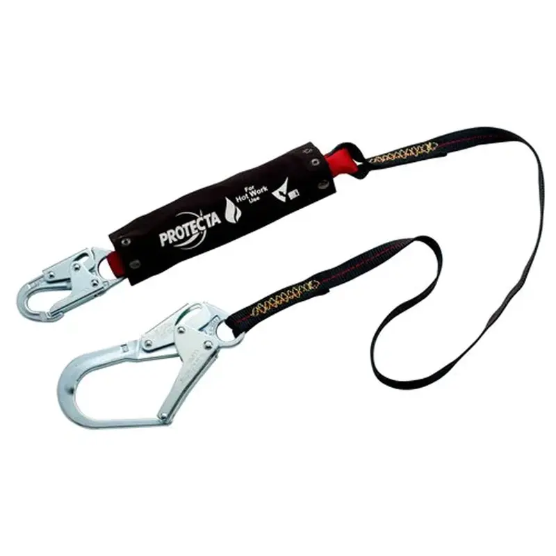 Pro™ Shock-Absorbing Lanyard, 6', Snap Hook Center, Snap Hook Leg Ends, Kevlar® 1