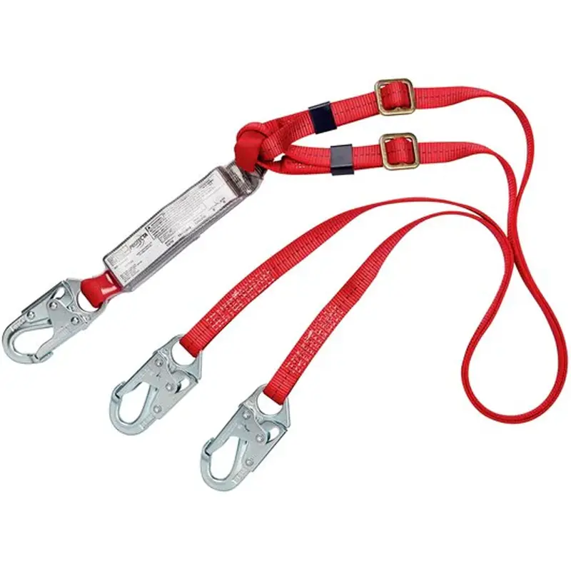 Pro™ Shock-Absorbing Lanyard, 6', Snap Hook Center, Snap Hook Leg Ends, Polyester 1